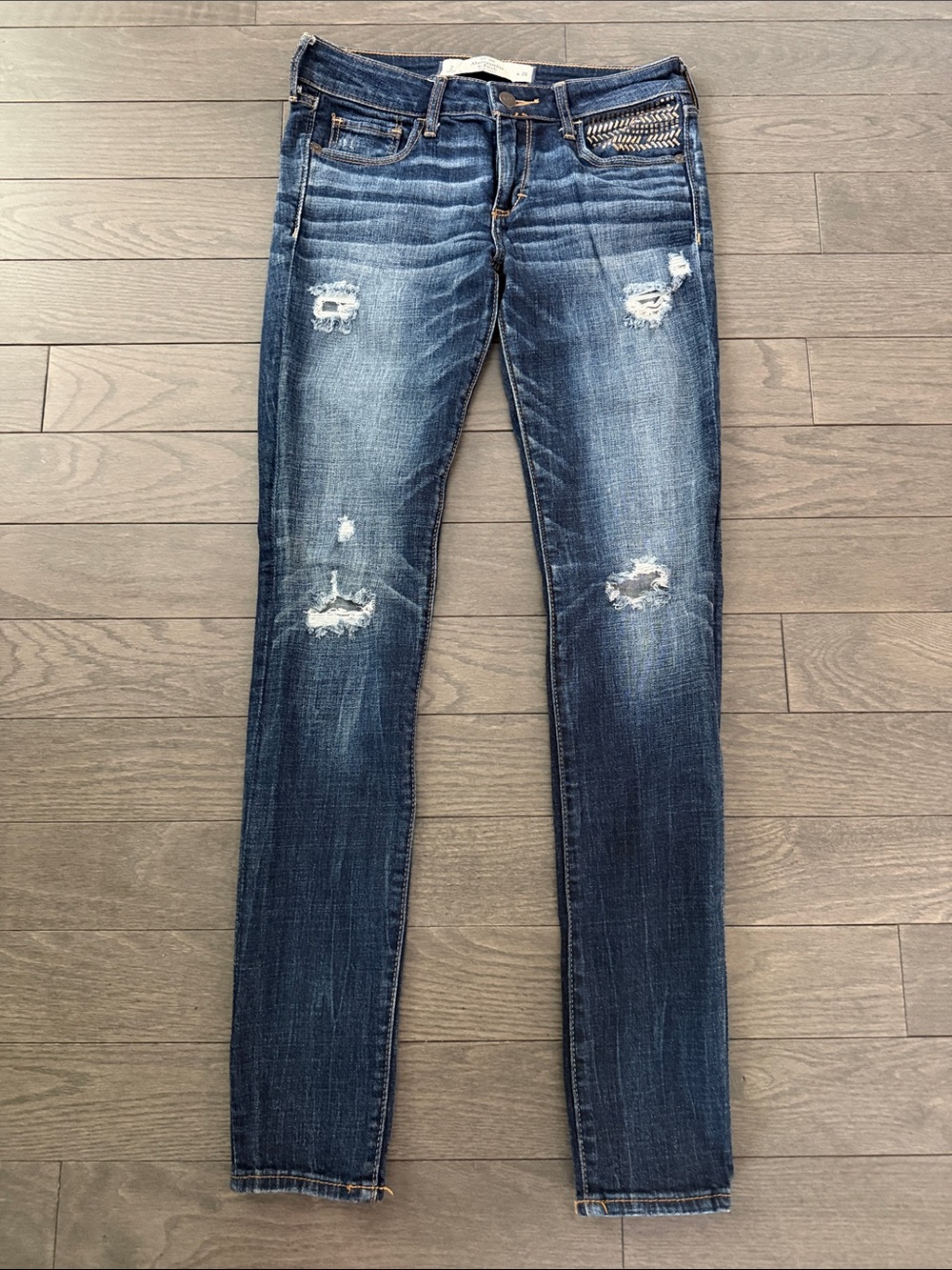Abercrombie & Fitch Distressed Dark Blue Skinny Jeans